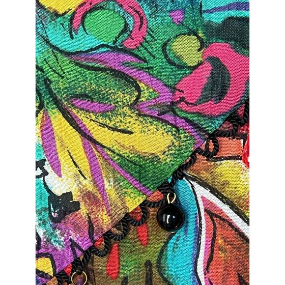 Carole Little Womens 14 Multi Print Tunic Dress Bead Trim & Ruffle Y2K Floral - Picture 9 of 12